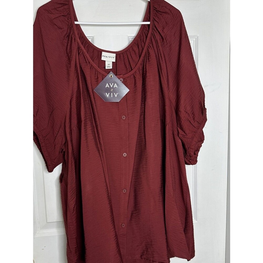 Target AVA & VIV Button-Front Blouse in Burgundy